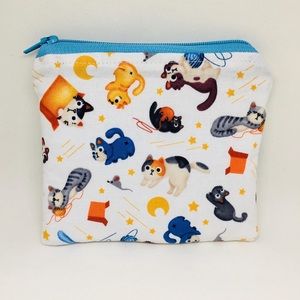Mini/Small Zipper Pouch/Bag In Kitty Play Print